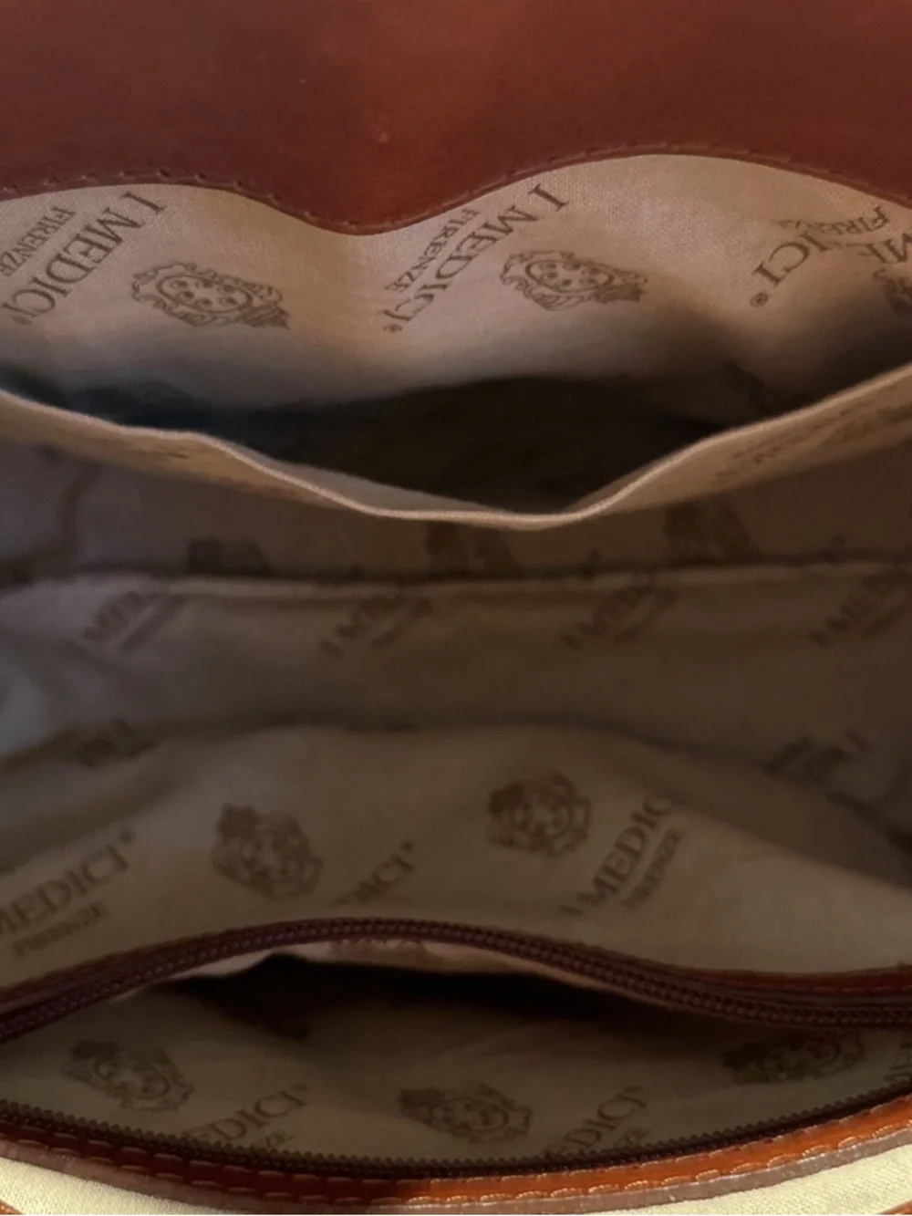 Chestnut Brown Italian Leather Shoulder Bag with Top Handle - Picture 3 of 3